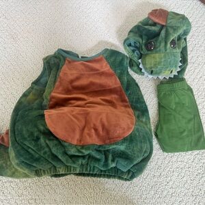 Kids Green and Brown Dinosaur Costume - Plush Hooded Outfit